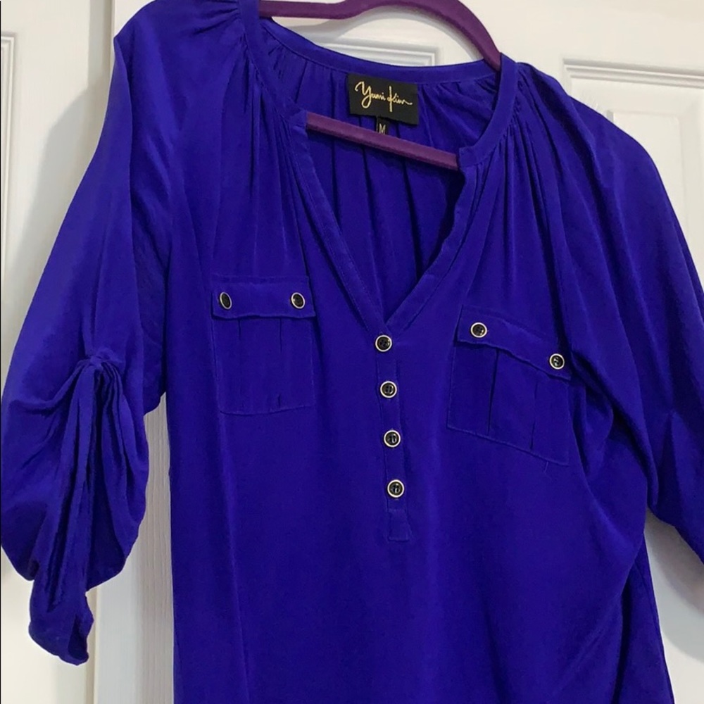 Yumi Kim Silk indigo blouse